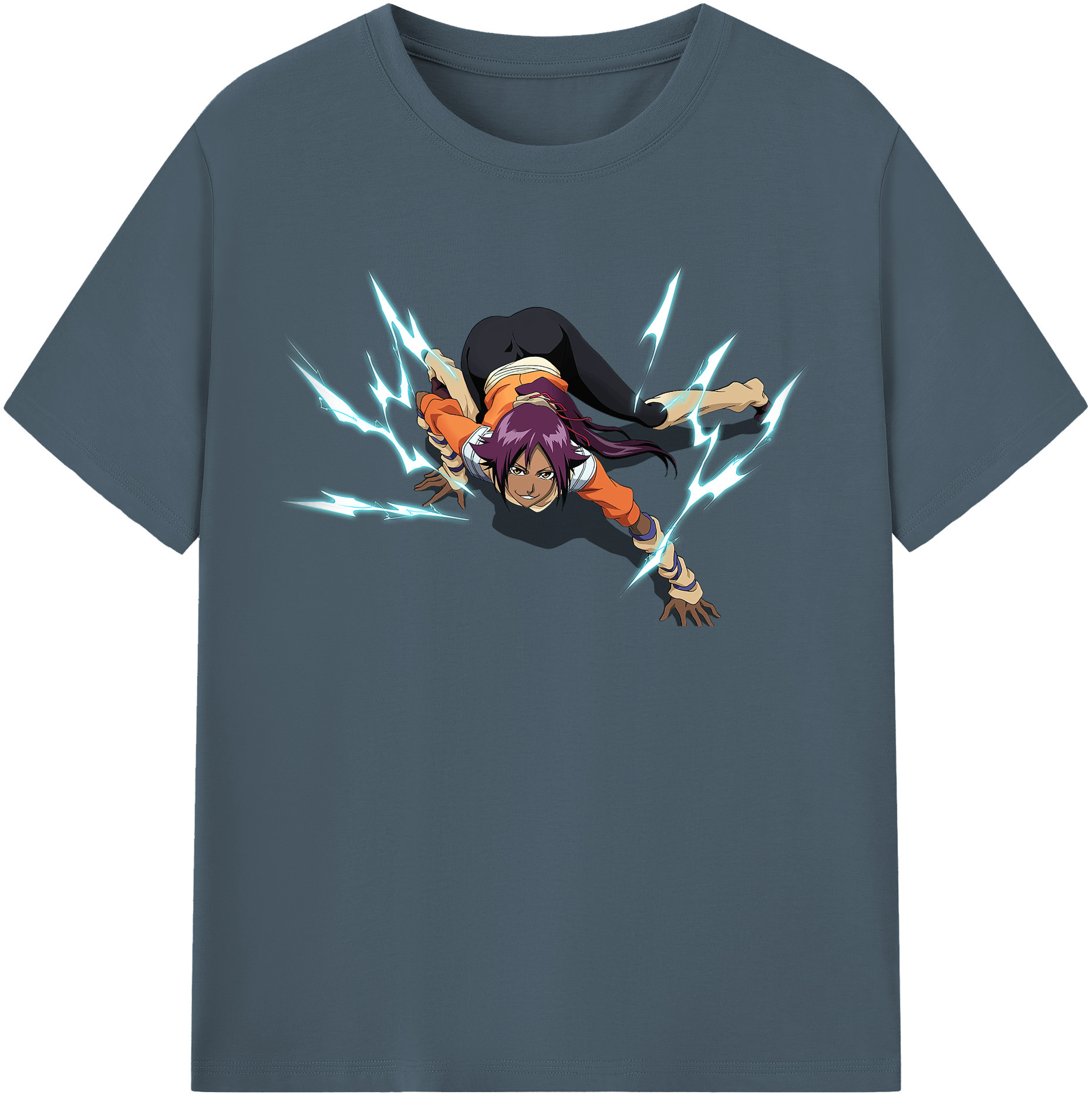 （画像用） ブリーチ 四楓院 夜一（しほういん よるいち） BLEACH Shihouin Yoruichi 綿100％半袖Tシャツ（フロントプリント）